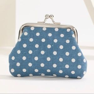 Blue Polka Dot Kiss Lock Coin Purse Wallet
